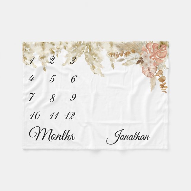 Couverture Polaire Milestone Tropical Boho Pampas Terre de basse (Devant (Horizontal))