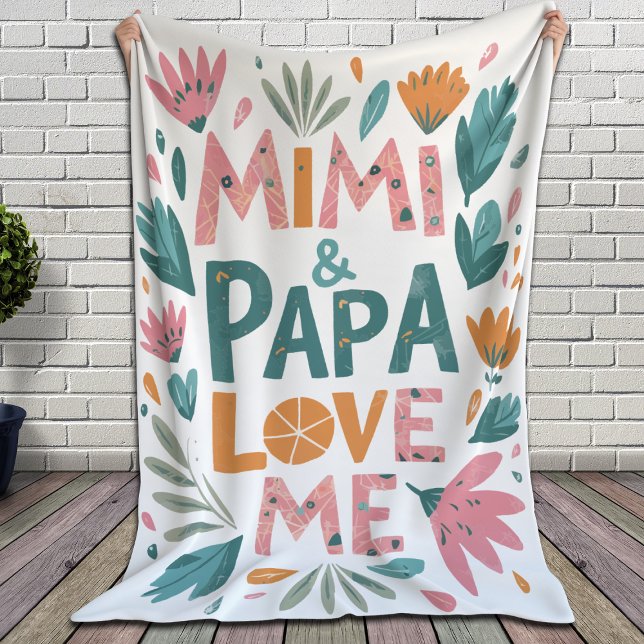 Couverture Polaire Mimi et Papa m'aiment - Floral (Créateur téléchargé)