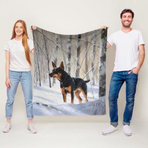 Couverture Polaire Mince Pinscher Laisser Neige Noël