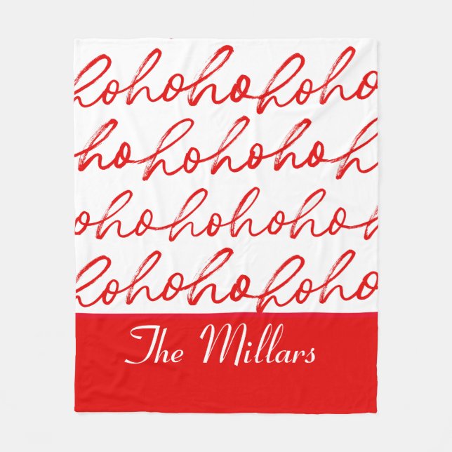 Couverture Polaire Mini Ho Ho Ho Texte Rouge Fête Motif Noël (Devant)