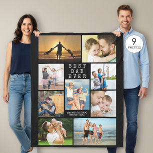 Couverture Polaire Minimal BEST DAD EVER 9 Collage de photos Personna