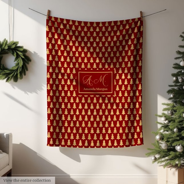 Couverture Polaire Minimalist Blanket Red Gold Luxe Christmas Gift (Minimalist Blanket Red Gold Luxe Christmas Gift)