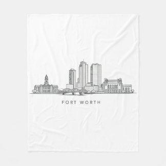 Couverture Polaire Minimalist Fort Worth Skyline Line Art