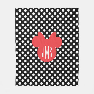 Couverture Polaire Minnie Monogramme noir et blanc à points polka