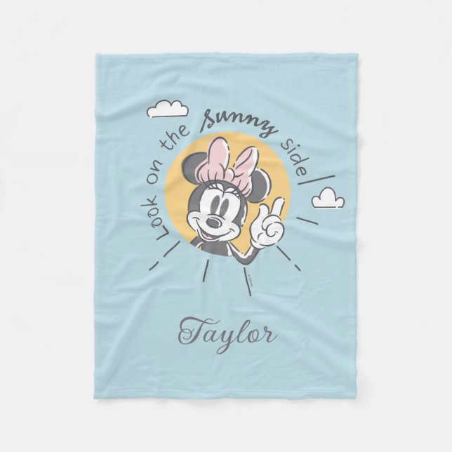 Couverture Polaire Minnie Mouse | Côté soleil | Ajouter Votre Nom (Devant)