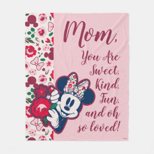 Couverture Polaire Minnie Mouse Floral Pattern - Bonne fête des mères