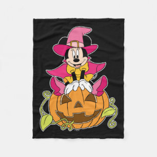Couverture Polaire Minnie Souris assise sur Jack-O-Lantern