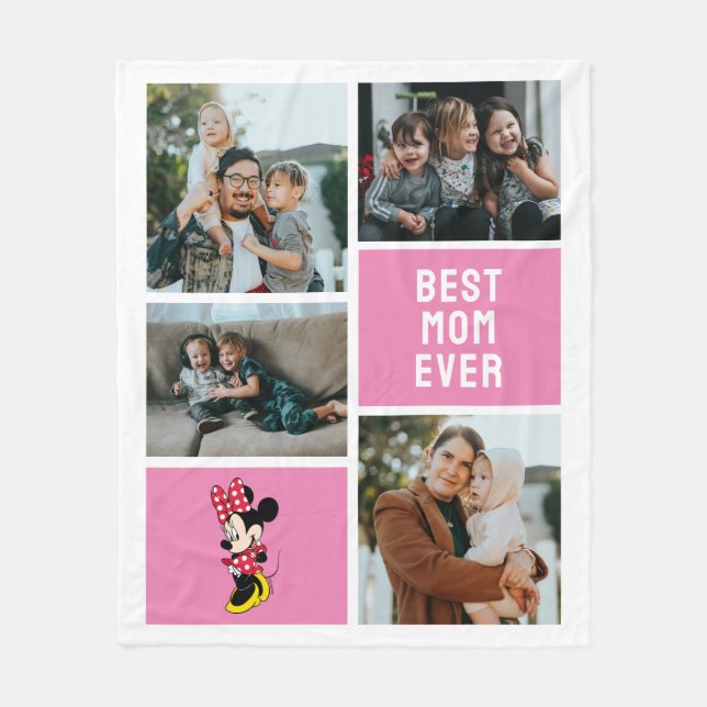 Couverture Polaire Minnie Souris Rouge Polka Dot | Meilleure maman ja (Devant)