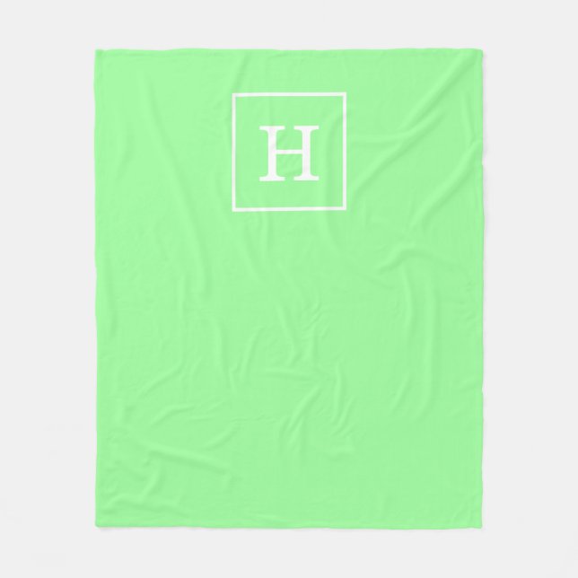 Couverture Polaire Mint Green White Framed Initial (Devant)