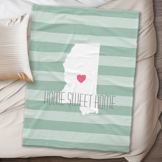 Couverture Polaire Mississippi Accueil Amour de l'État avec le coeur  (State Personalized Fleece Blanket)