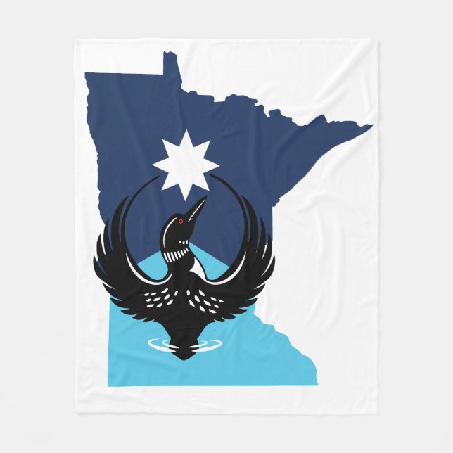 Couverture Polaire MN Loon Rising - MN State flag (Devant)