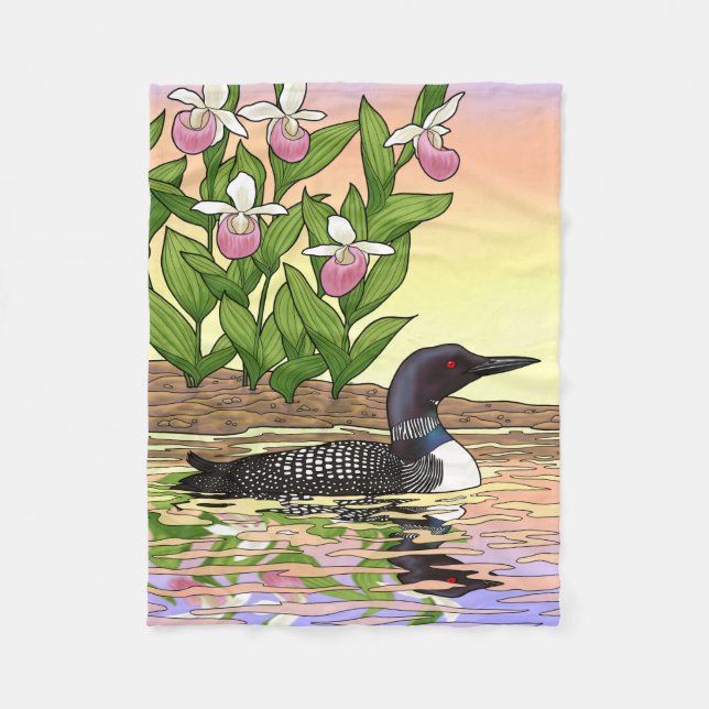 Couverture Polaire MN State Bird Flower Loon Lady Slipper (Devant)