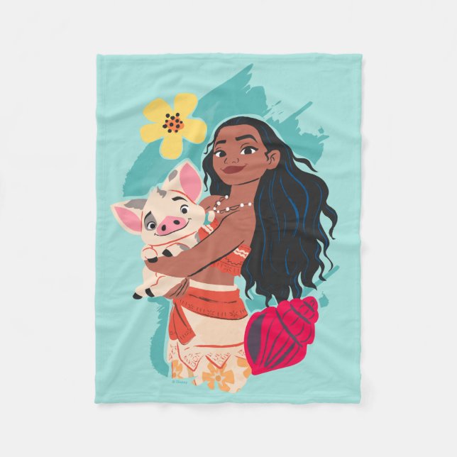 Couverture Polaire Moana Holding Pua illustré graphique (Devant)