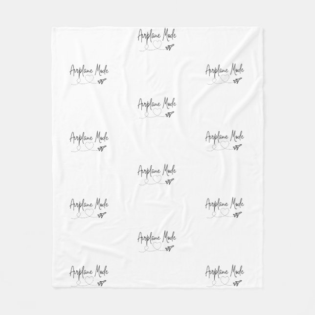 Couverture Polaire Mode avion avec coeur en noir (Devant)