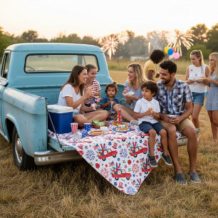 Couverture Polaire modèle de camion patriotique et de feux d'artifice