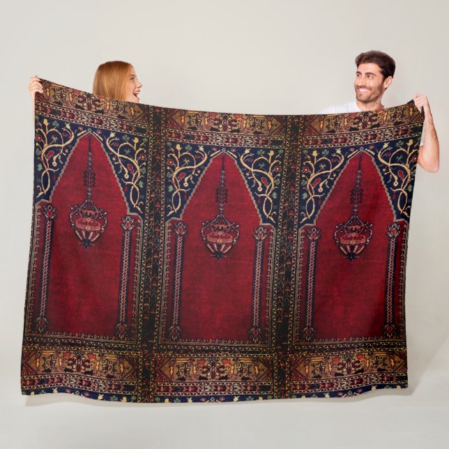 Couverture Polaire Modèle de tapis de prière orientale no2 - Mosquée (En situation)