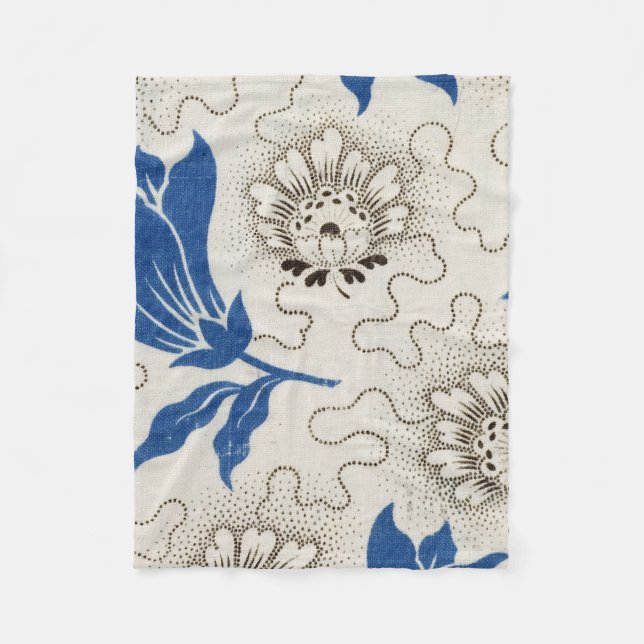 Couverture Polaire Modèle floral broché bleu antique (Devant)