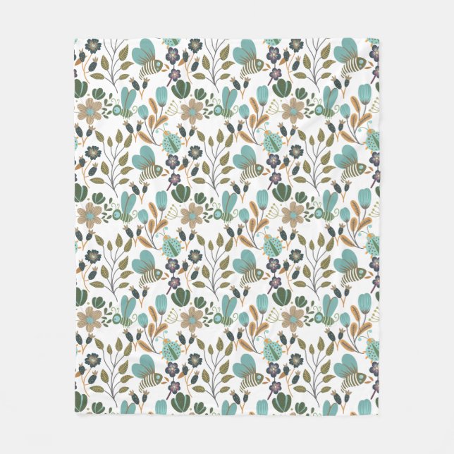 Couverture Polaire Modèle floral coloré (Devant)