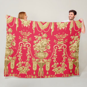 Couverture Polaire MODÈLE FLORAL FRANÇAIS vintage, VASES FLEURIS, ROS