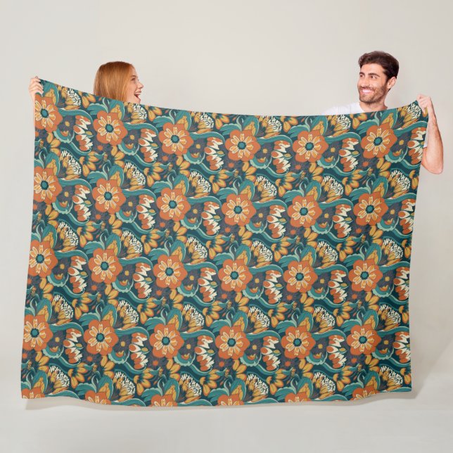 Couverture Polaire Modèle floral rétro (En situation)