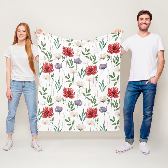 Couverture Polaire Modèle Floral Vintage (En situation)