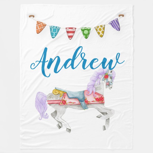 Couverture Polaire Modèle personnalisé du cheval de carrousel (Devant)
