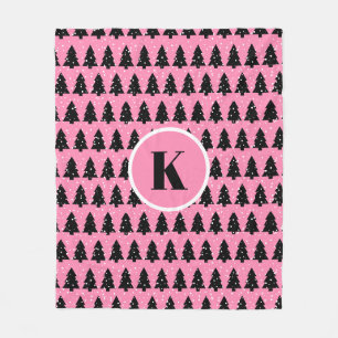 Couverture Polaire Modem Pink & Black Christmas Tree Fleece Blanche