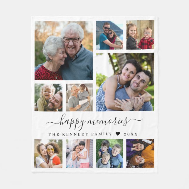 Couverture Polaire Modern 10 Photo Collage Family Name Quote Keepsake (Devant)