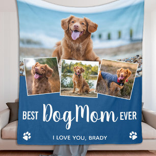 Couverture Polaire Modern 4 Photo Collage personnalisé Chien Maman An