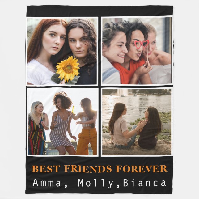 Couverture Polaire Modern Best Friends Forever Photo Collage | Bestie (Devant)