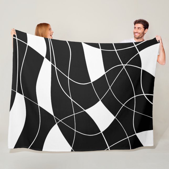 Couverture Polaire modern Black &white abstract pattern  (En situation)