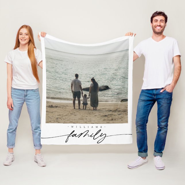 Couverture Polaire Modern Elegant Family Photo Script Typography (En situation)
