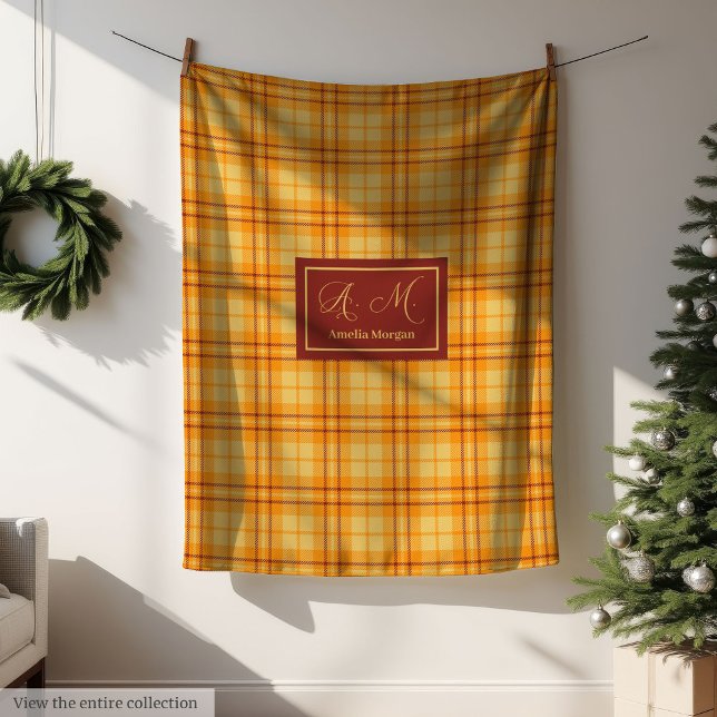 Couverture Polaire Modern Fall Tartan Plaid Blanket Chic Custom Name (Modern Fall Tartan Plaid Blanket Chic Custom Name)