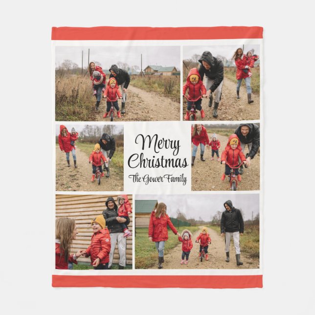 Couverture Polaire Modern Merry Christmas Family Collage (Devant)