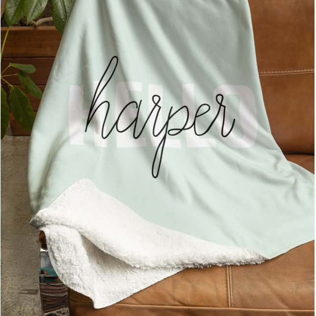 Couverture Polaire Modern Pastel Mint Bonjour Et Vous Nom (Créateur téléchargé)
