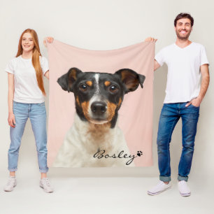 Couverture Polaire Modern Pet Photo Ajouter Votre Nom Empreinte de pa
