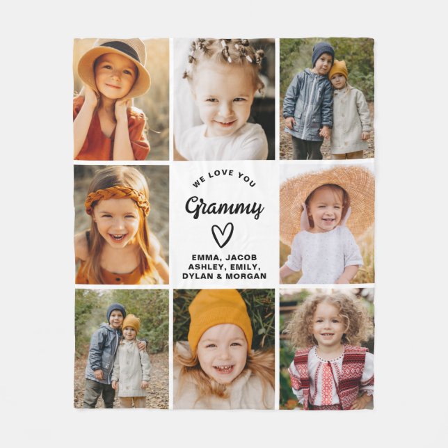 Couverture Polaire Modern We Love You Grammy Family Photo Collage (Devant)