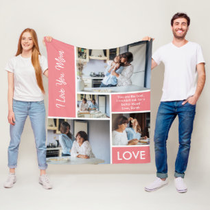 Couverture Polaire Modern We Love You Pink Photo Collage