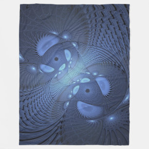 Couverture Polaire Moderne Abstrait tendance Dusk Blue Fractal Art