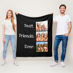 Couverture Polaire Moderne Best Friends Ever 3 photo Collage noir