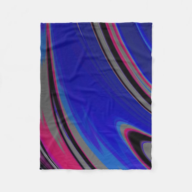 Couverture Polaire Moderne Bleu Gris Magenta Couleur Bloc Fractal (Devant)