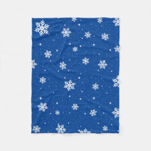 Couverture Polaire Moderne Blue Christmas Stars Snowflakes Motif