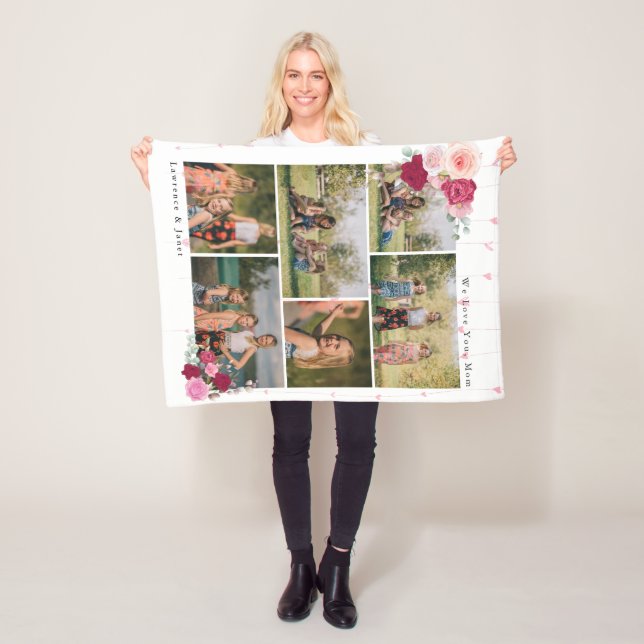 Couverture Polaire  Moderne Botanique Floral Maman 6 Photo Collages c (En situation)