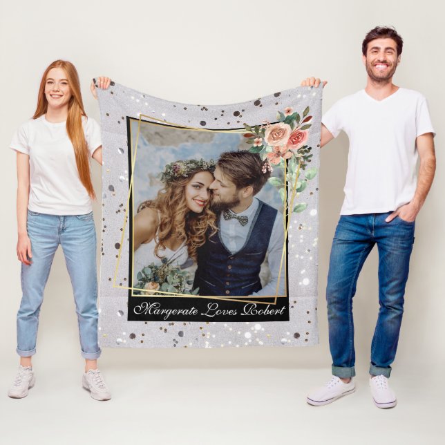 Couverture Polaire Moderne Chic Mariage Love Couple Parties scintilla (En situation)