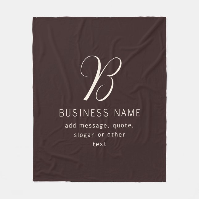 Couverture Polaire Moderne Élégant Nom commercial Monogramme | Brun f (Devant)