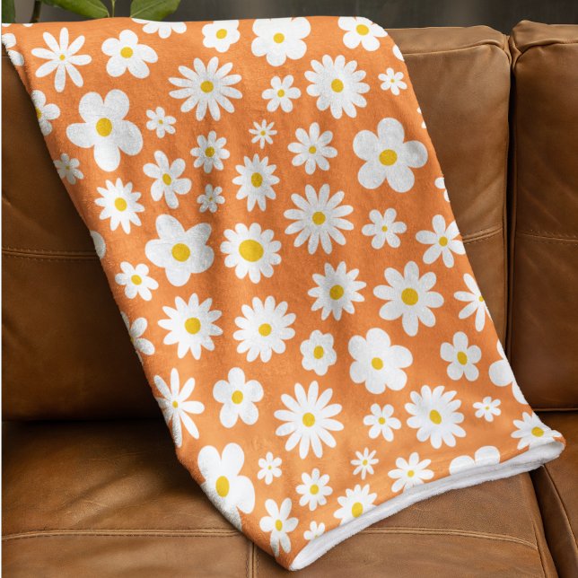 Couverture Polaire Moderne Flat Graphic Daisy Orange (Créateur téléchargé)