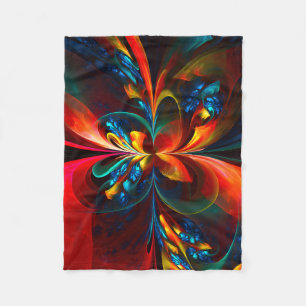 Couverture Polaire Moderne Floral Abstrait Art Orange Bleu Motif #14