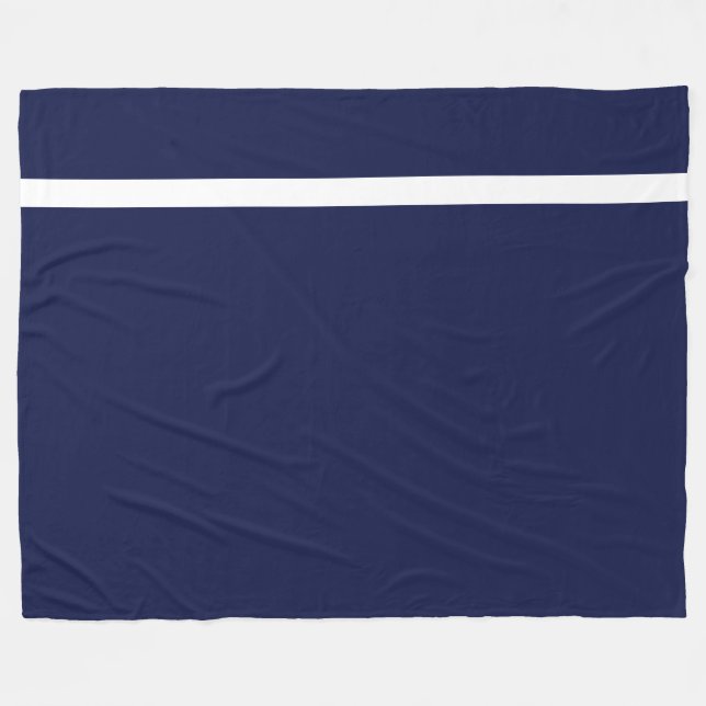 Couverture Polaire Moderne Gras Marine Bleu Sporty Blanc Accent Blanc (Devant (Horizontal))