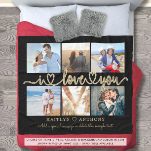 Couverture Polaire Moderne Je T'AIME 6 Photos Script Hearts
