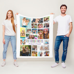 Couverture Polaire Moderne MEILLEURS AMIS POUR TOUJOURS Collage photo